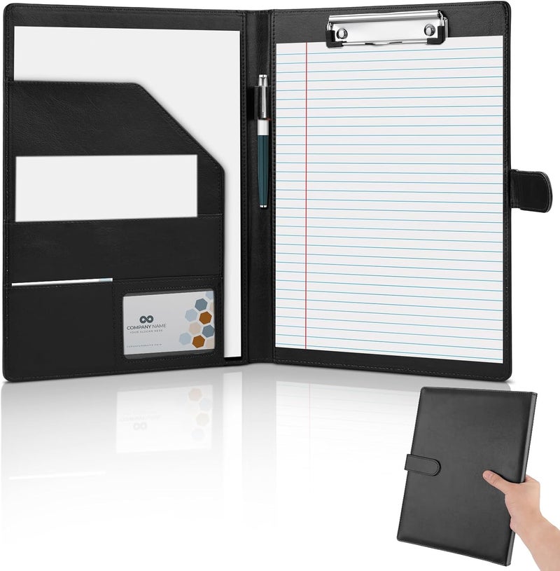 JTTJDB Professional Padfolio, Multi Function Faux Leather Portfolio Binder with Clipboard - Interview Resume Folder, Legal Document, Business Card Holder, for Office, Conference, Interviews (Black) - Image 1